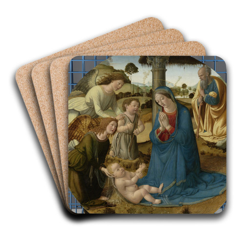 The Adoration of the Christ Child by Cosimo Rosselli Art Drink Coaster set