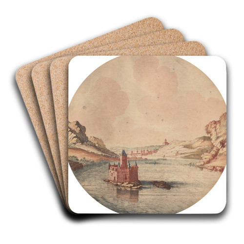 Gezicht op burcht Pfalzgrafenstein bij Kaub by Johann Teyler Art Drink Coaster set