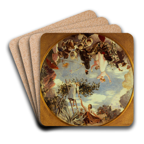 Bataille de fleurs  Nice by Henri Gervex Art Drink Coaster set Bataille de fleurs  Nice by Henri Gervex Art Drink Coaster set
