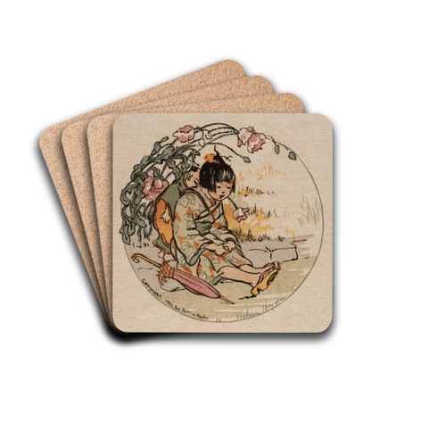 A Weary Little Mother by Helen Hyde Drink Coasters - set of 4 A Weary Little Mother by Helen Hyde Drink Coasters - set of 4