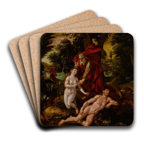 The Creation of Eve by Maerten De Vos Art Drink Coaster set