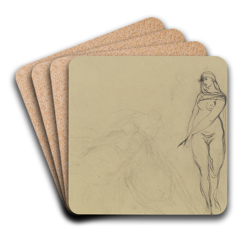 Weiblicher Akt, links zwei heftig bewegte Gestalten by Victor Mller Art Drink Coaster set