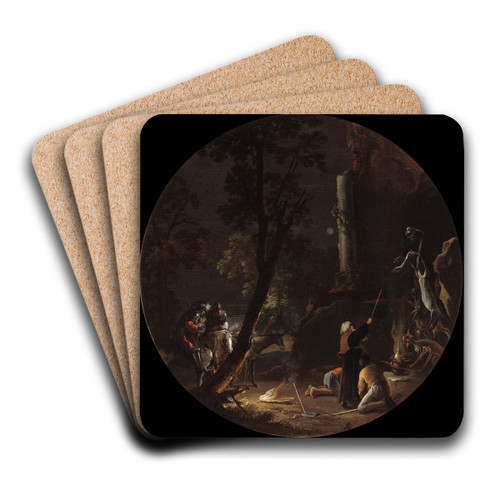 Scenes of Witchcraft, Night by Salvator Rosa Art Drink Coaster set
