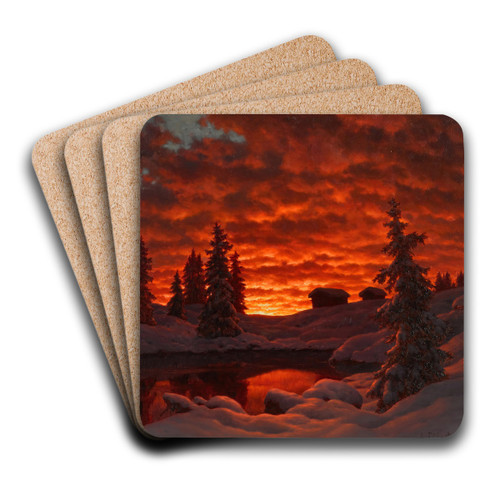 Snowy Sunset by Ivan Fedorovich Choultse Art Drink Coaster set