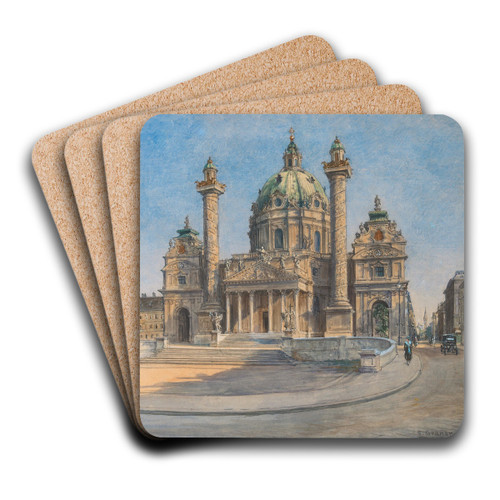 Saint Charless Church in Vienna by Ernst Graner Art Drink Coaster set