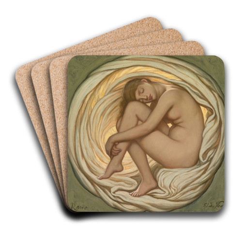 The Heart Of The Rose by Elihu Vedder Art Drink Coaster set