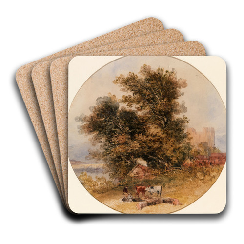 Rochester Bridge and Castle, Kent by George Howse Art Drink Coaster set