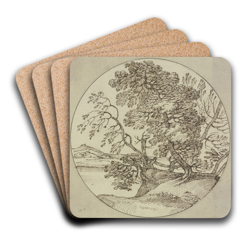 Tree section by the water by Giovanni Francesco Grimaldi Art Drink Coaster set