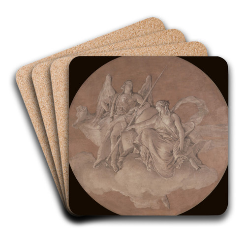 Allegorical Figures Representing Virtue and Abundance by Giovanni Battista Tiepolo Art Drink Coaster set