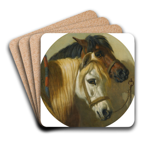 Good Friends; A Study Of Two Horses In A Stable by John Frederick Herring Snr. Art Drink Coaster set