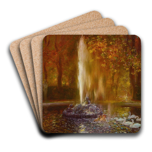 Le Jet D'eau De Versailles by Gaston La Touche Art Drink Coaster set