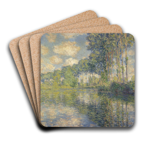 Poplars on the Epte by Claude Monet Art Drink Coaster set