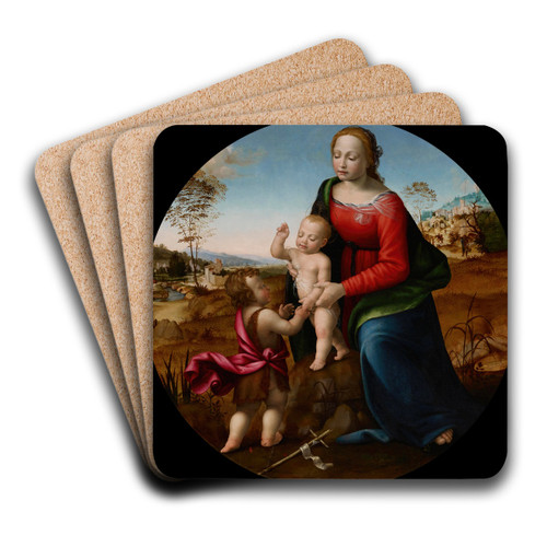 Madonna and Child with the Infant Saint John the Baptist by Giuliano Bugiardini Art Drink Coaster set Madonna and Child with the Infant Saint John the Baptist by Giuliano Bugiardini Art Drink Coaster set