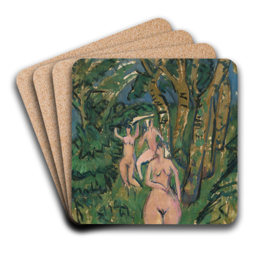 Akte im Wald by Ernst Ludwig Kirchner Art Drink Coaster set