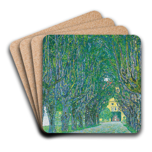 Avenue to the Kammer Castle by Gustav Klimt Art Drink Coaster set