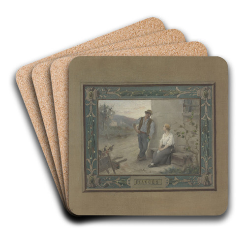 Les Fiancs by Henri Adrien Tanoux Art Drink Coaster set