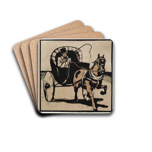 The Cabriolet by William Nicholson Drink Coasters - set of 4 The Cabriolet by William Nicholson Drink Coasters - set of 4