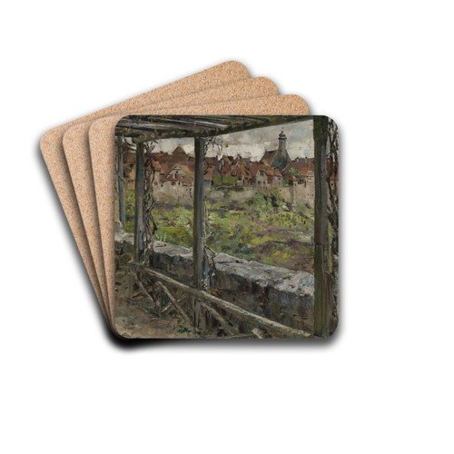 Urban landscape by Hugo Walzer Drink Coasters - set of 4 Urban landscape by Hugo Walzer Drink Coasters - set of 4