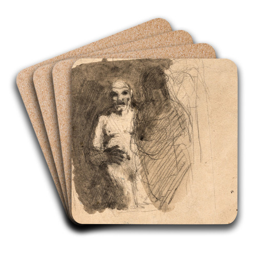 Kompositionsstudie af to figurer, der str overfor hinanden by Oluf Hartmann Art Drink Coaster set