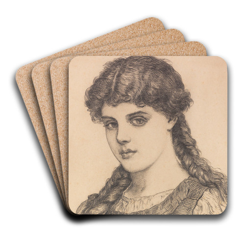 Portrt eines Mdchens mit Zpfen by Franz von Defregger Art Drink Coaster set