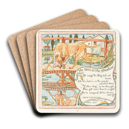 The Dog and the Shadow by Walter Crane Art Drink Coaster set