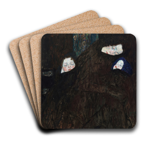 Mother with two children (family) by Gustav Klimt Art Drink Coaster set