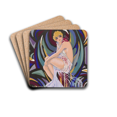 Zittende vrouw, met draperie. by S. Chompr Drink Coasters - set of 4 Zittende vrouw, met draperie. by S. Chompr Drink Coasters - set of 4