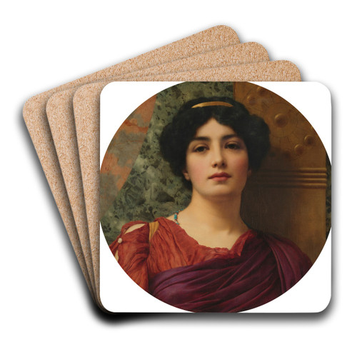 Contemplation by John William Godward Art Drink Coaster set Contemplation by John William Godward Art Drink Coaster set