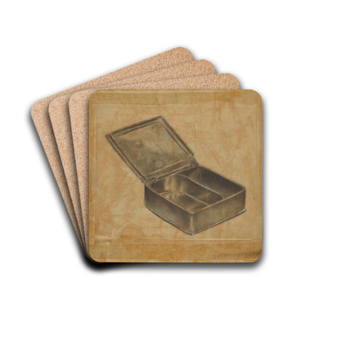 Pewter Box with Two Compartments by Harry Goodman Drink Coasters - set of 4 Pewter Box with Two Compartments by Harry Goodman Drink Coasters - set of 4