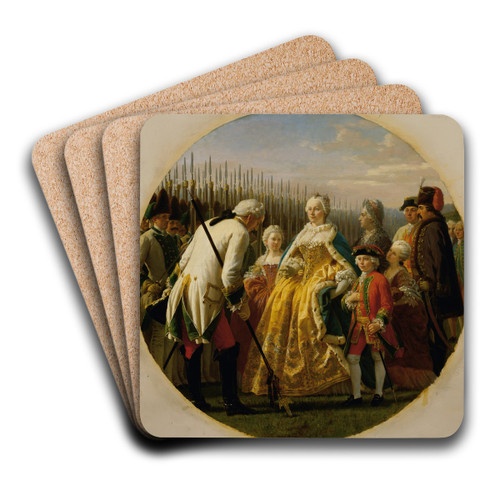 Die Musterung bei Solenau im Jahr 1749 by Karl von Blaas Art Drink Coaster set Die Musterung bei Solenau im Jahr 1749 by Karl von Blaas Art Drink Coaster set