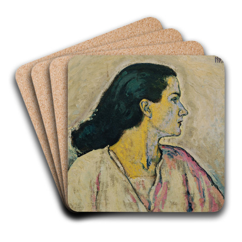 Frauenbildnis im Profil by Koloman Moser Art Drink Coaster set