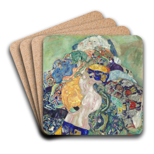 Baby (Cradle) by Gustav Klimt Art Drink Coaster set