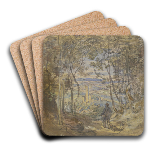 Blick aus dem Wald auf Eppstein by Anton Burger Art Drink Coaster set