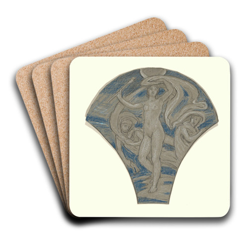 Study for Luna andAttendants by Elihu Vedder Art Drink Coaster set