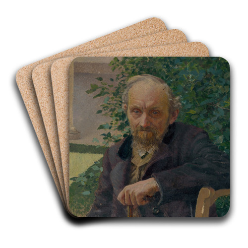 Portrait of an Old Man by Milan Thomka Mitrovsk Art Drink Coaster set