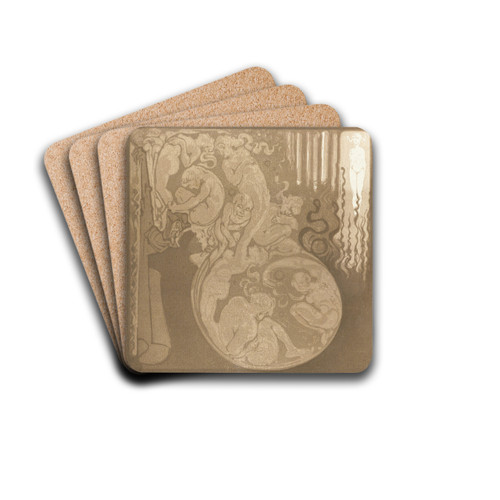Droomachtig tafereel by Bernard Willem Wierink Drink Coasters - set of 4 Droomachtig tafereel by Bernard Willem Wierink Drink Coasters - set of 4