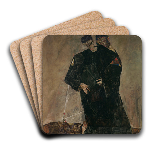 The Hermits by Egon Schiele Art Drink Coaster set
