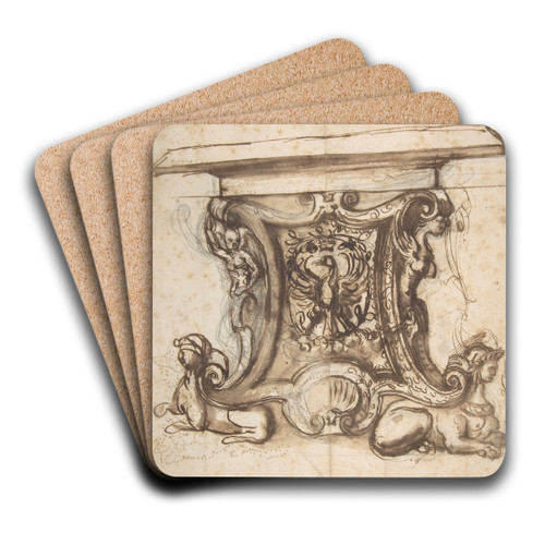 Design for the End Pier of a Table by Giovanni Battista Naldini Art Drink Coaster set