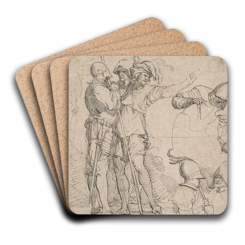 Capriccio Derived from Salvator Rosa's 'Figurine' by British 18th Century Art Drink Coaster set