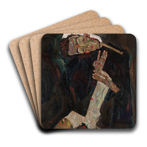 The Lyricist by Egon Schiele Art Drink Coaster set