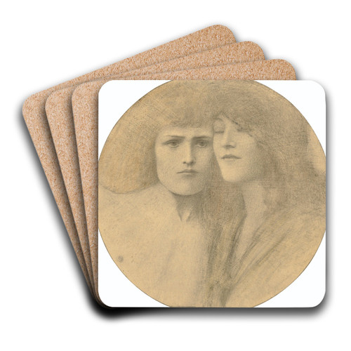 Les Caresses by Fernand Khnopff Art Drink Coaster set