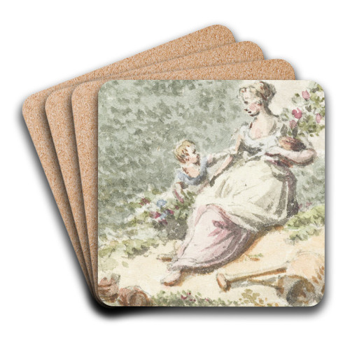 Moeder met kind in tuin by Pieter Bartholomeusz. Barbiers Art Drink Coaster set Moeder met kind in tuin by Pieter Bartholomeusz. Barbiers Art Drink Coaster set