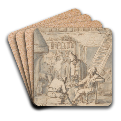 Drinkers in a Tavern by Adriaen van Ostade Art Drink Coaster set