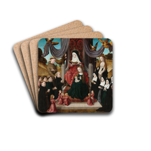 Virgin and Child with Saint Anne and Saints Francis and Lidwina with Donors (Anna Selbdritt) by Master of the Saint John Panels Drink Coasters - set of 4