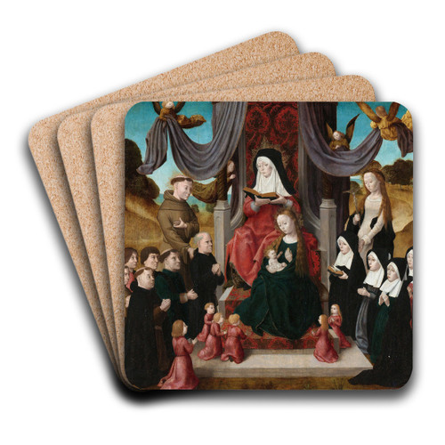 Virgin and Child with Saint Anne and Saints Francis and Lidwina with Donors (Anna Selbdritt) by Master of the Saint John Panels Art Drink Coaster set