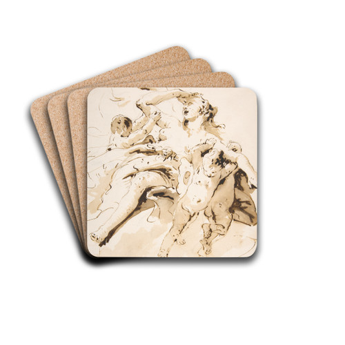 Woman Transported by Three Putti by Giovanni Battista Tiepolo Drink Coasters - set of 4