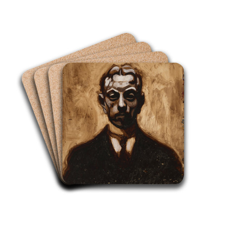 Autoportrait by Lon Spilliaert Drink Coasters - set of 4 Autoportrait by Lon Spilliaert Drink Coasters - set of 4