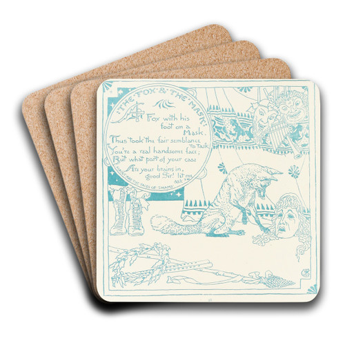 The Fox and the Mask by Walter Crane Art Drink Coaster set