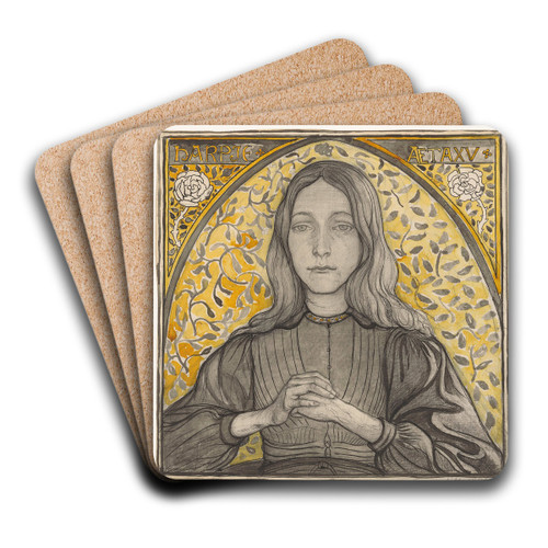 Portrait of Harpje, Aged 15 by Richard Nicolas Roland Holst Art Drink Coaster set Portrait of Harpje, Aged 15 by Richard Nicolas Roland Holst Art Drink Coaster set