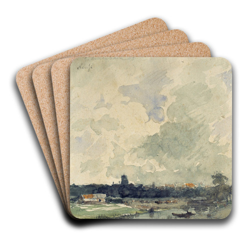 View of Neuss by Andreas Achenbach Art Drink Coaster set
